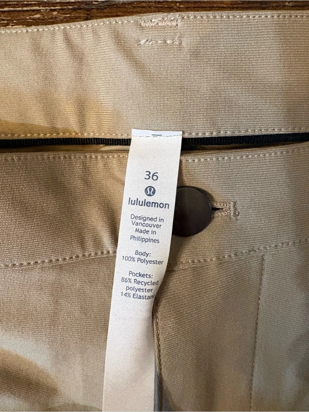 Lululemon ABC Classic-Fit Pant Men 36 Khaki New Warpstreme Reflective Cuffs